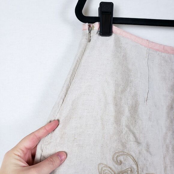 J Jill Linen Skirt Womens 16 Embroidered Romantic Boho Cottagecore Shabby Chic - Picture 5 of 12